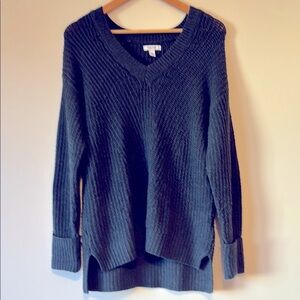 Nine West V-Neck Stitch Front Pullover Tunic Sweater